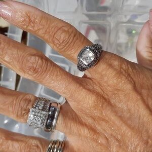 New AUTHENTIC GENUINE solid sterling silver CZ RING ROPED DESIGN 7